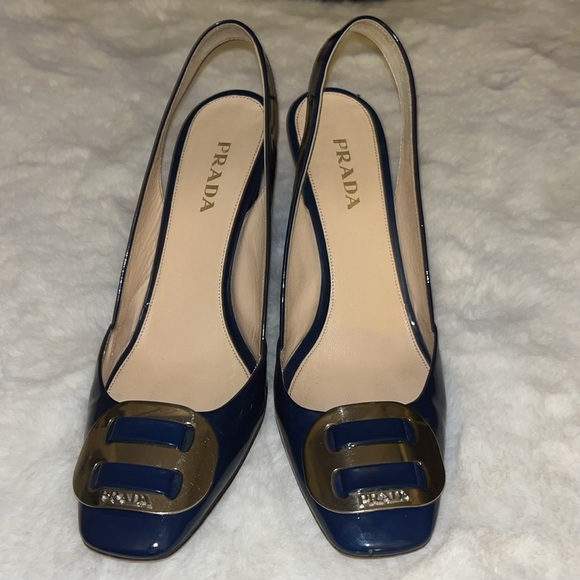 🔥 PRADA Luxury Blue Patent Leather Heels w/Buckle size: 39  🔥 - Picture 17 of 17